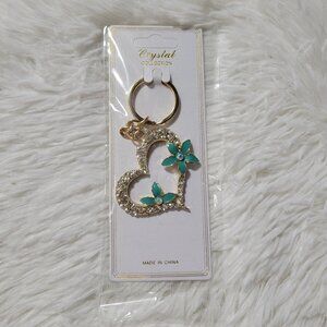 Crystal Collection Floral Heart Keychain